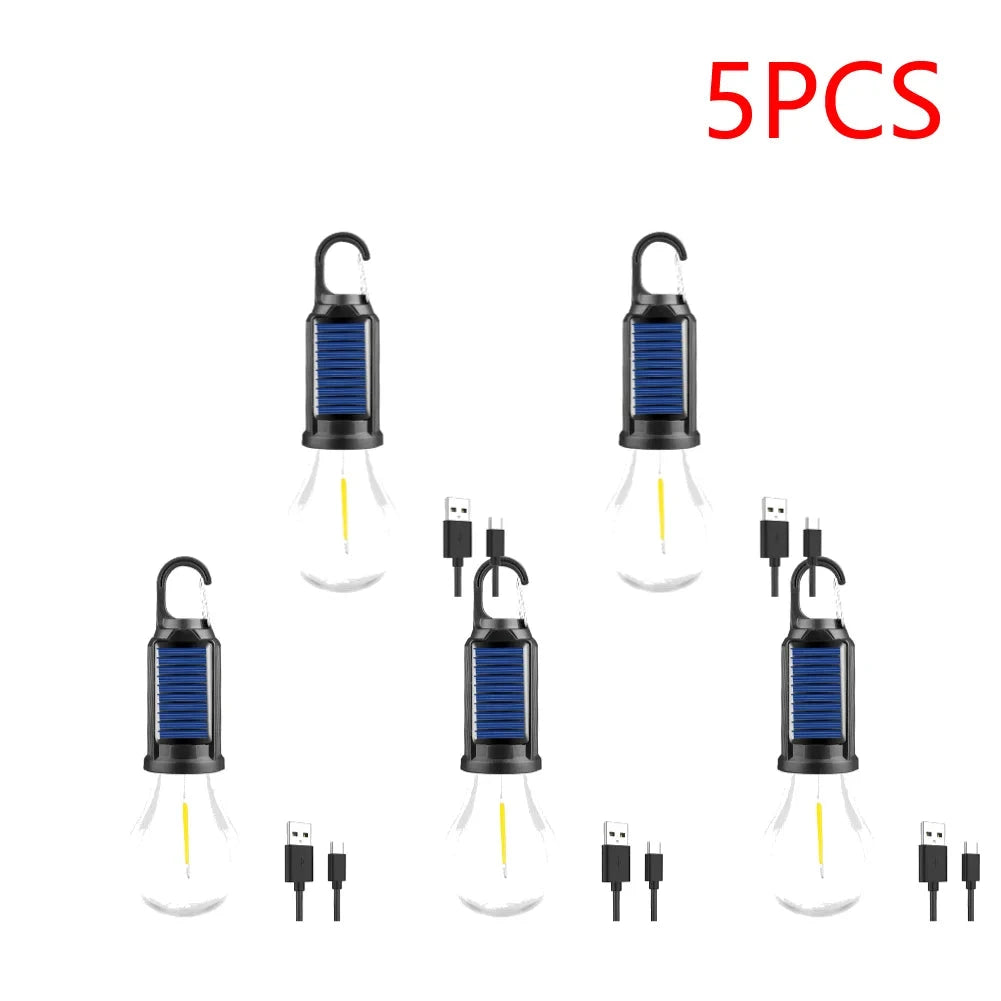 2-5PCS Solar Powered LED Lighting Lantern USB Charging GlowCart