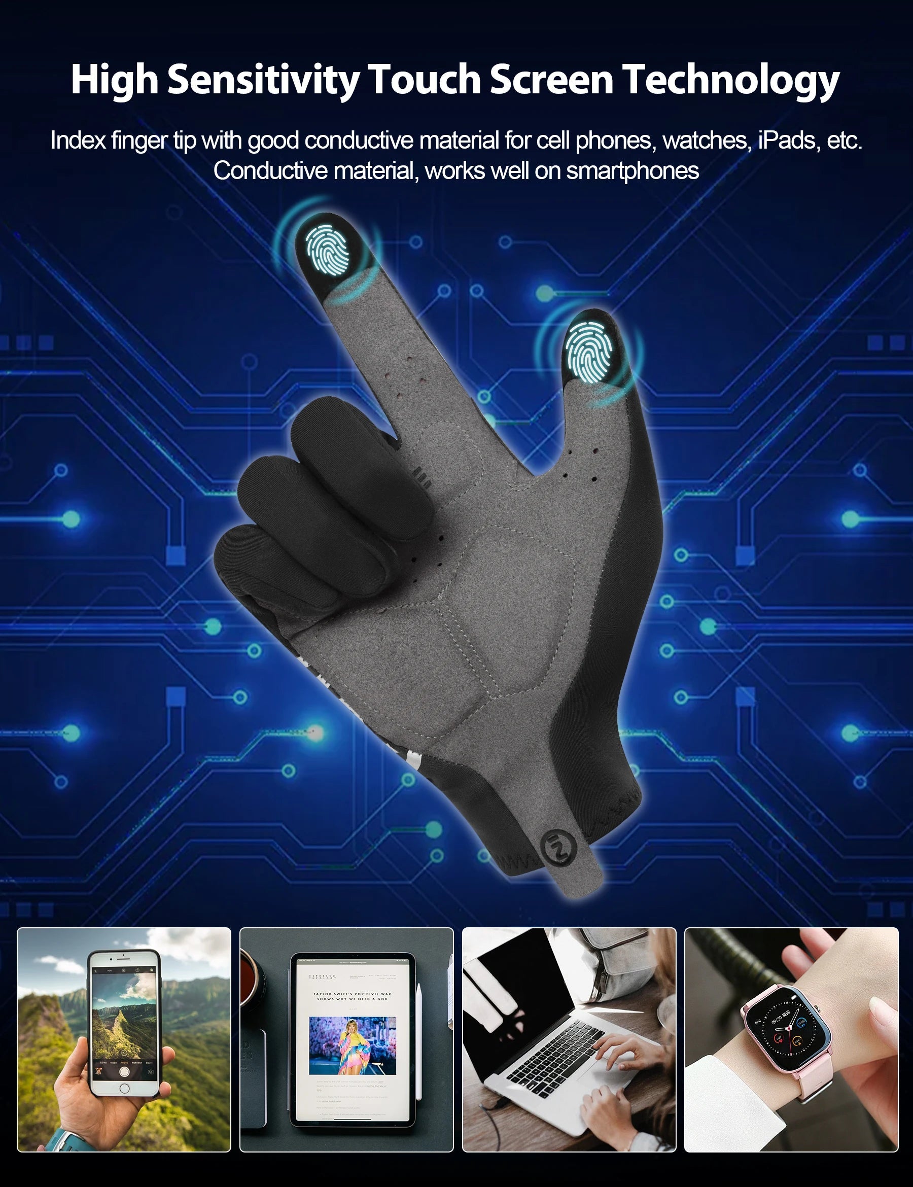 INBIKE Thermal Fleece Cycling Gloves Full Finger Winter Bike Gloves Touchscreen Anti-Shock Road Mountain Bicycle Gear for Men GlowCart