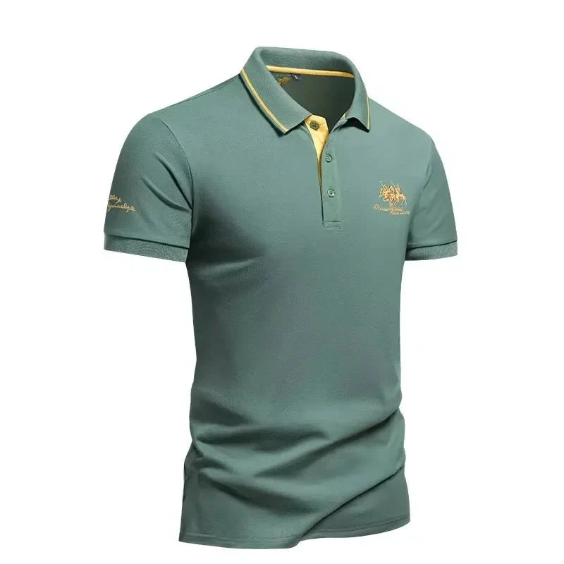 summer Men's Short Sleeve Embroidered Polo T-Shirt GlowCart