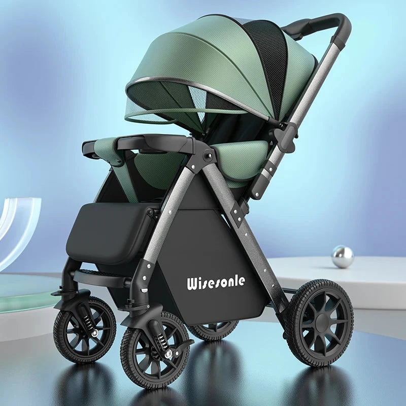 Upgraded Baby Strollers can Sit and Lie Down High Landscape Lightweight Folding Two-way Stroller Children Stroller GlowCart