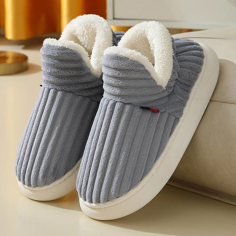 Smile PoP Winter Plush Men Cotton Shoes Warm Plush Men House Slippers Outdoor Soft Non Slip Women's Shoes Casual Furry Men Shoes GlowCart