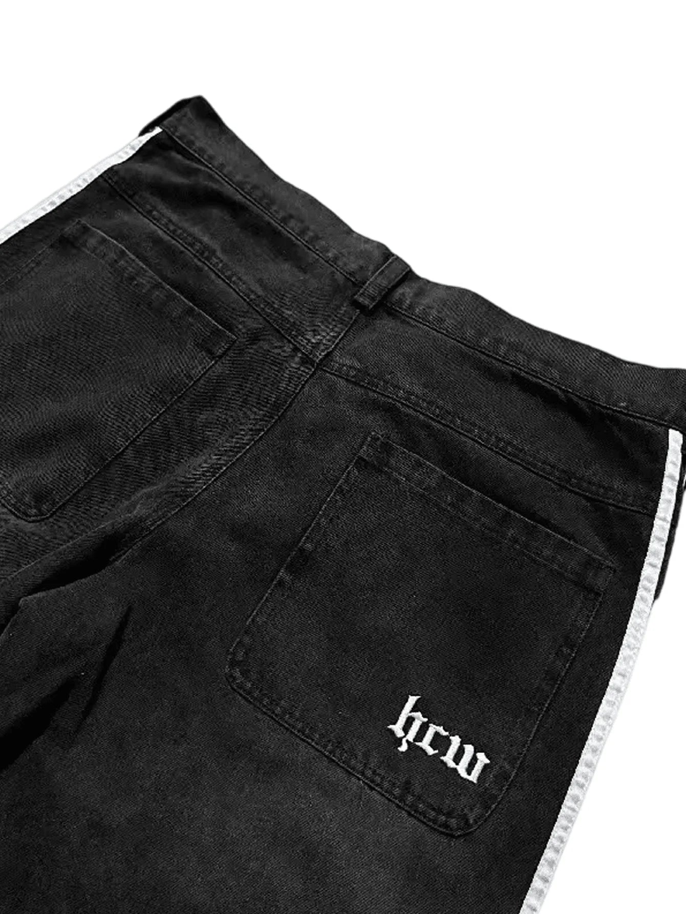 Striped Denim Pants for Men,Loose Fit Y2K Vintage Style Long Trousers,Straight Leg Baggy Retro Design Jeans GlowCart