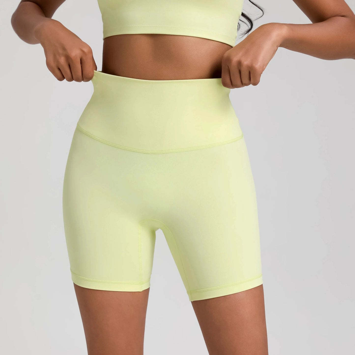 Solid Color Women Fitness Sports Short High Waist Yoga Short Leg Cycling Comprehensive Training Jog Squat Proof Internal Pocket GlowCart