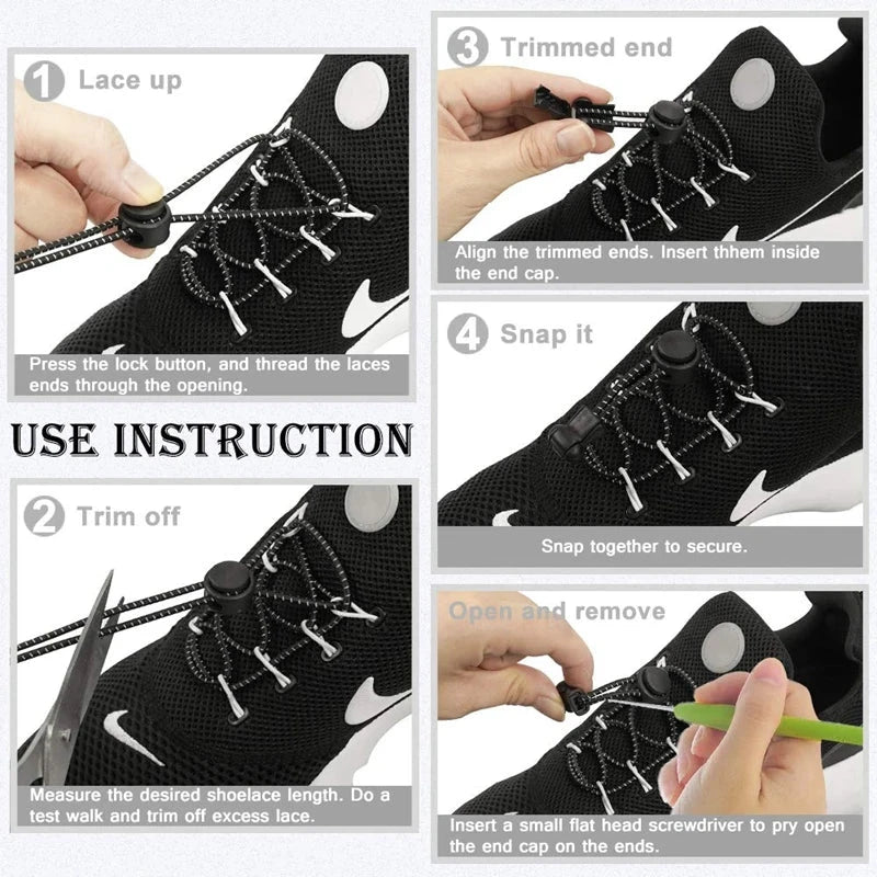 1Pair Shoelaces for Sneaker Elastic No Tie Shoe Laces GlowCart
