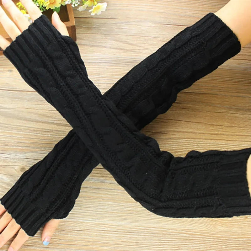 Winter Women's Mitten Knitted Arm Warmers Long Fingerless GlowCart