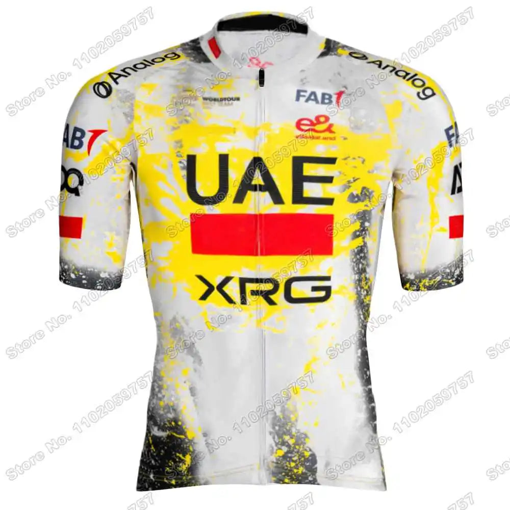 2025 Yellow Pink UAE Team Cycling Jersey Set Slovenia Tadej Pogacar Cycling Clothing Men France TDF Road Bike Suit Bib Shorts GlowCart