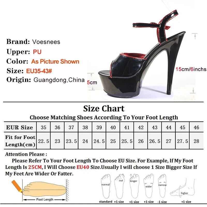 Women Gothic Stripper Heels 15cm Nightclub Platform Sandals GlowCart