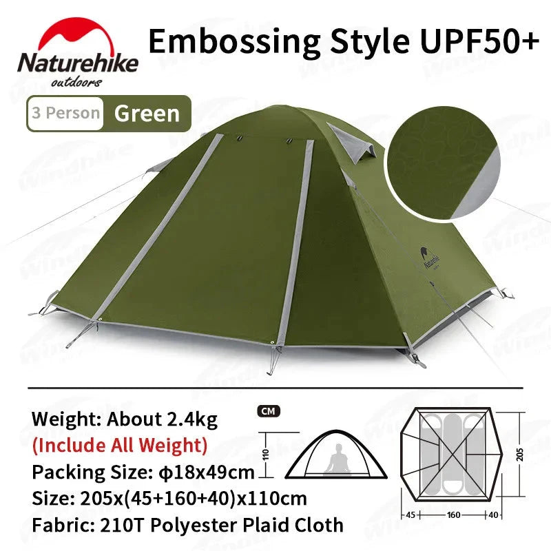 Naturehike P Series Camping Tent Double Layer Ultralight GlowCart