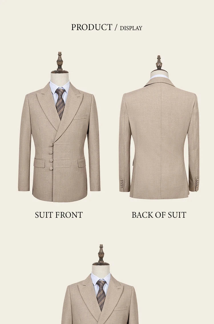 ST Cassy Elegant man suit for wedding peach Slim Fit Double GlowCart