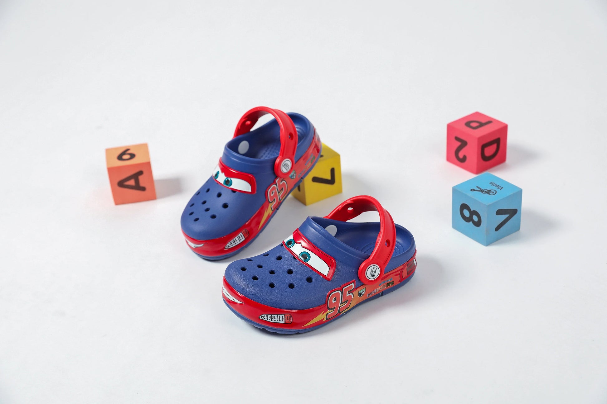 Cartoon Lightning McQueen Kids Ankle-Wrap Slippers Waterproof Breathable Solid Color Outdoor Casual Sandals for Children Gift GlowCart