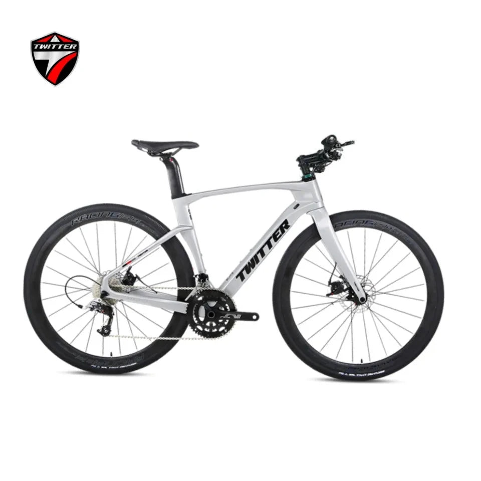 TWITTER GRAVEL-V3 Wheel Peak EDS radio variable 13speed Flat handlebar full carbon fiber gravel road bike hydraulic disc brakes GlowCart