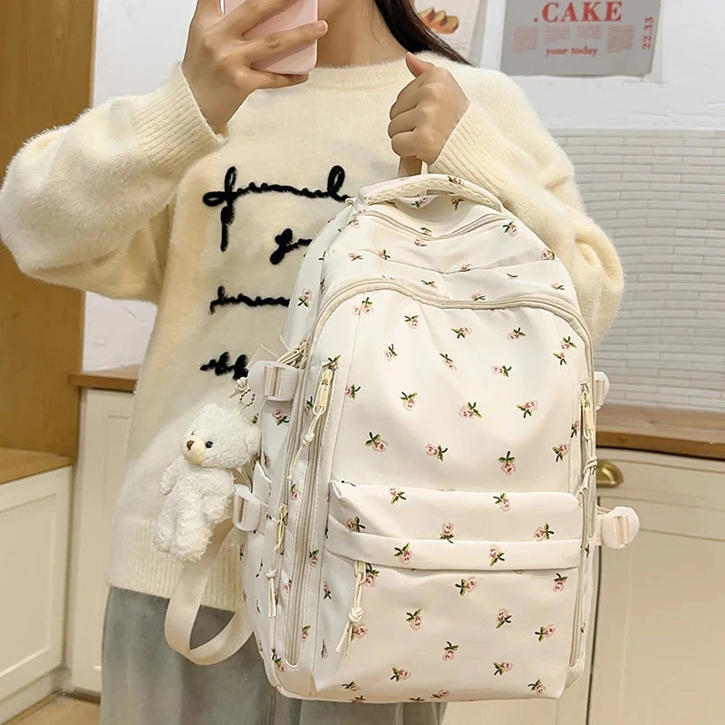 Cute Backpack Girls Fashion School Bag Large Capacity Student School Bag Portable Travel Storage Bag for Kids Beach Bag GlowCart