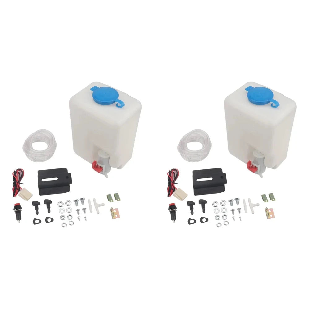1.5L 12V Universal Windscreen Washer Bottle Tank Pump Wiper System Reservoir Kit Fluid Nozzle Sprayer Car Windshield Clean Tools GlowCart