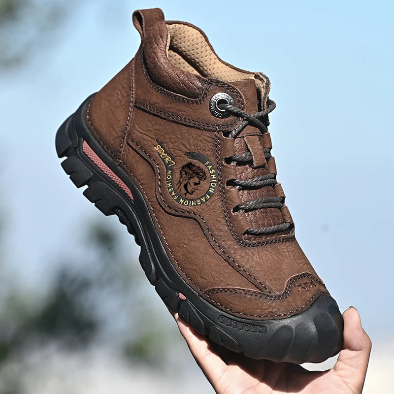 Outdoor Men's Boots Genuine Leather Casual Shoes Climbing Hiking Shoes Warm Winter Boots for Men High Quality Platform Snow Boot GlowCart