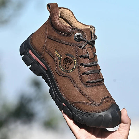 Outdoor Men's Boots Genuine Leather Casual Shoes Climbing Hiking Shoes Warm Winter Boots for Men High Quality Platform Snow Boot GlowCart