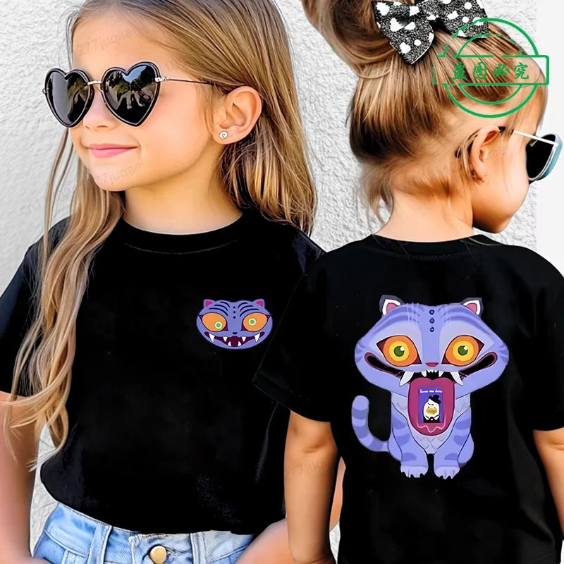 KPop Demon Hunters Saja Boys Kids Clothing Summer Cartoon Derpy Tiger Clothes Fashion Boys T-shirt Cotton Children's T Shirts GlowCart