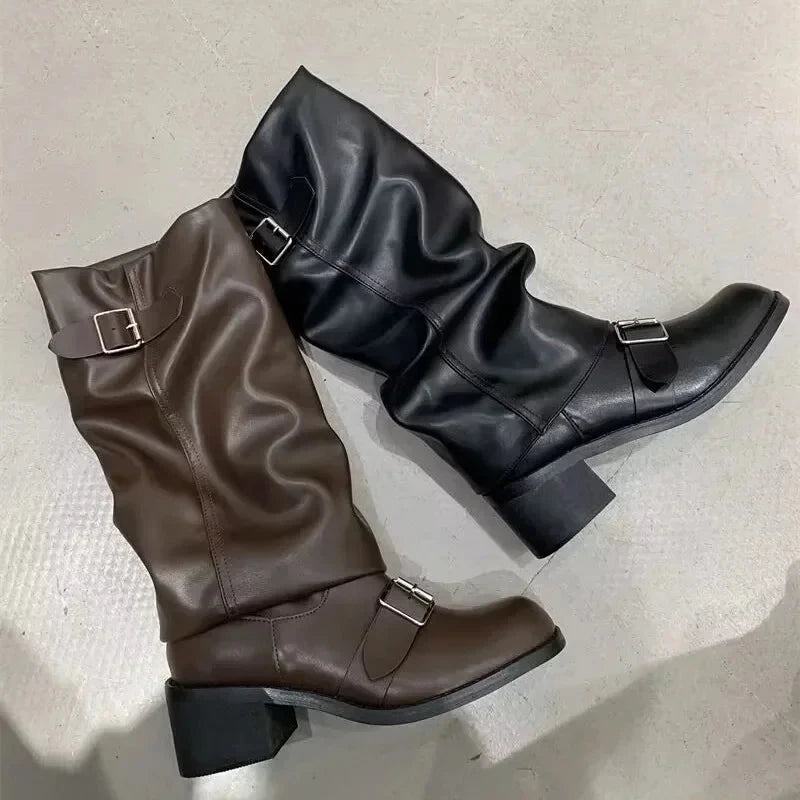 Woman Boots Knee High Platform Chunky Heels Trend Punk GlowCart