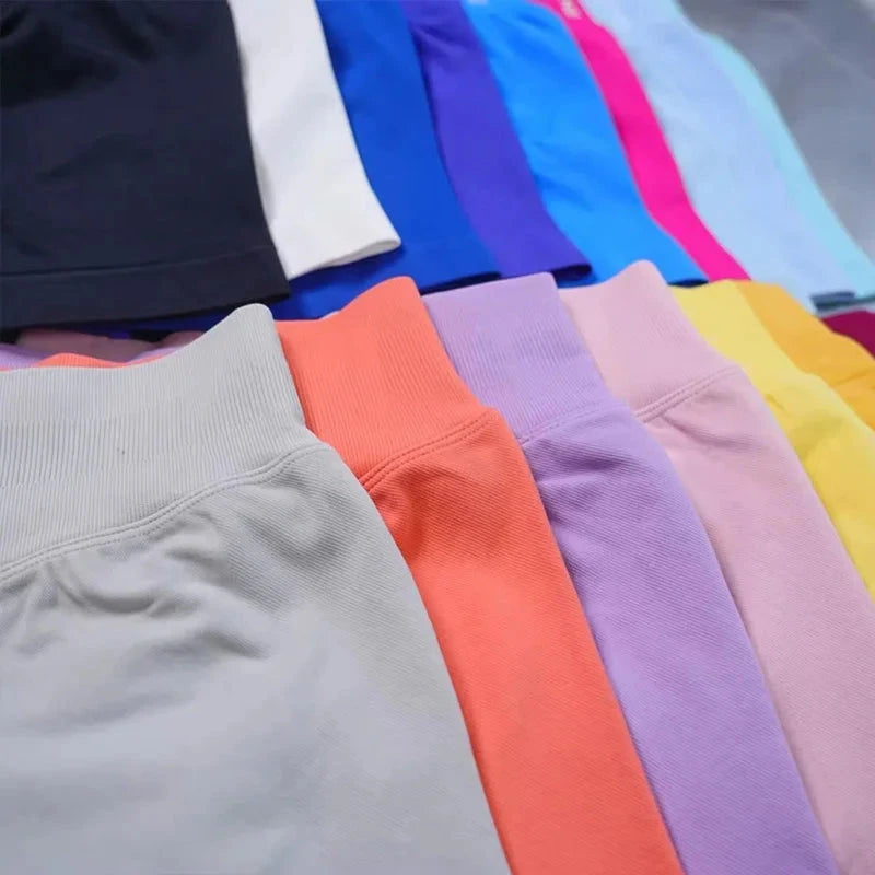 Impact Shorts Low Ribbed Waist Band Yoga Shorts Legging Seamless Scrunch Workout Gym Shorts Booty Hight Stretch Fitness Tights GlowCart