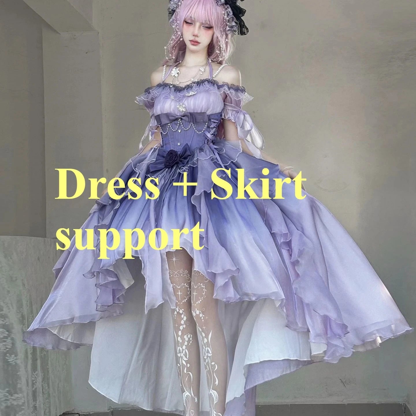 Dophee Original Lolita Trailing Puffy Dress Women Short GlowCart