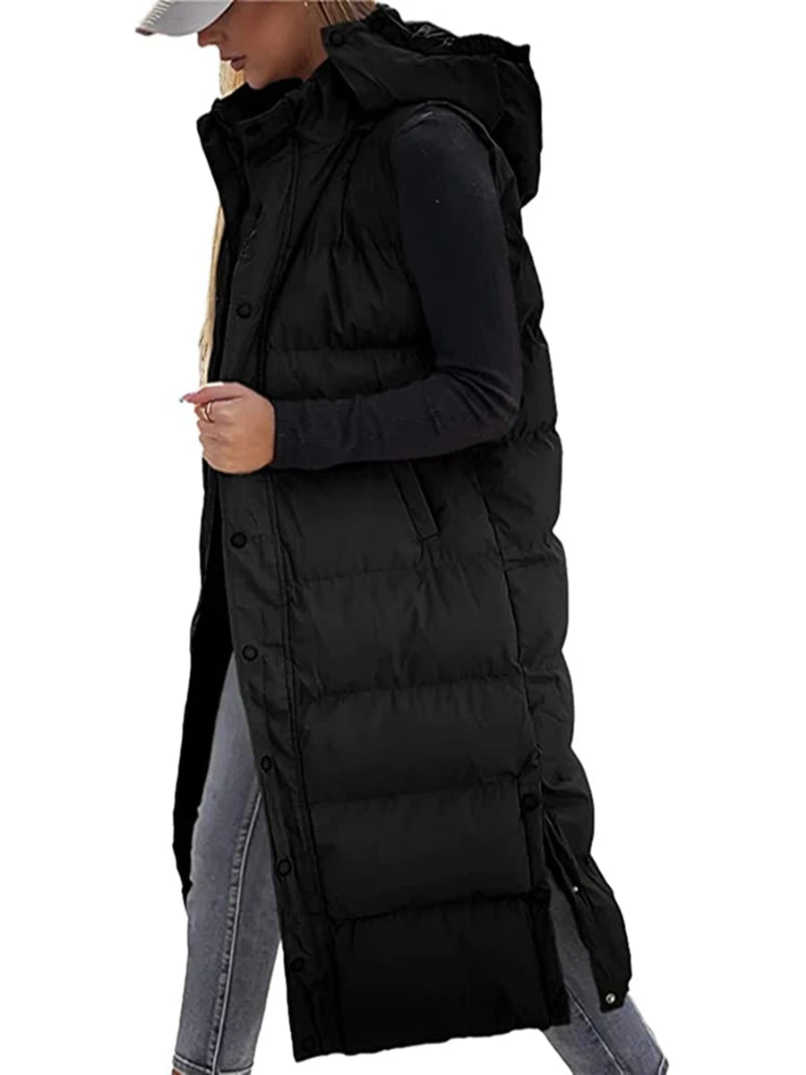Women s Quilted Puffer Vest with Hood Sleeveless Zip-Up GlowCart