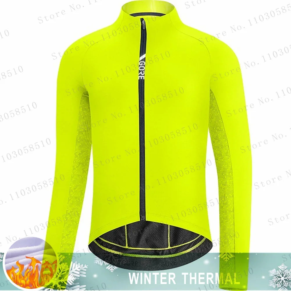 Winter Jersey Men's Thermal Fleece Bicycle Clothing MTB Long Sleeve Warm Tops Road Bike Outdoor Sports Jacket Bike Clothing GlowCart