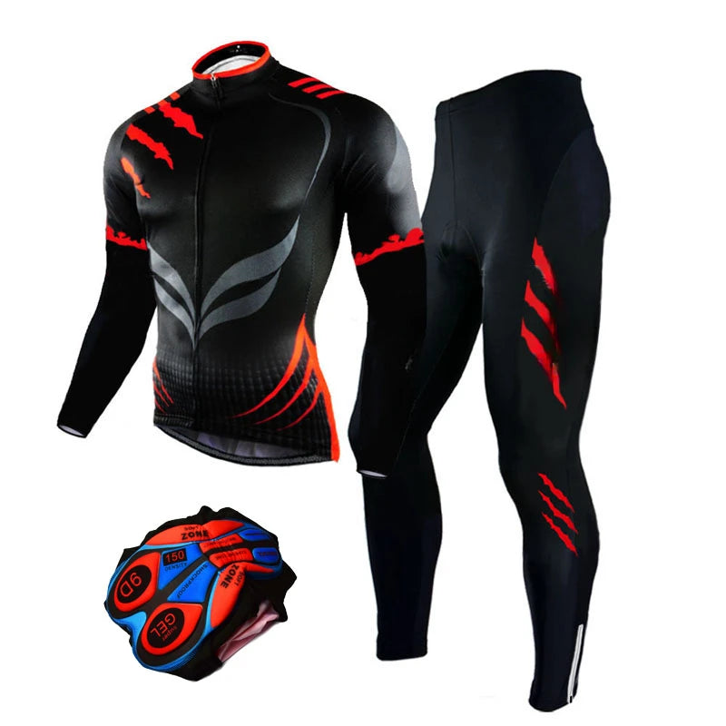 Cycling Team Men's Cycling Jersey Long Sleeve Set MTB Bike Clothing Tenue Velo Homme Bicycle Wear GlowCart