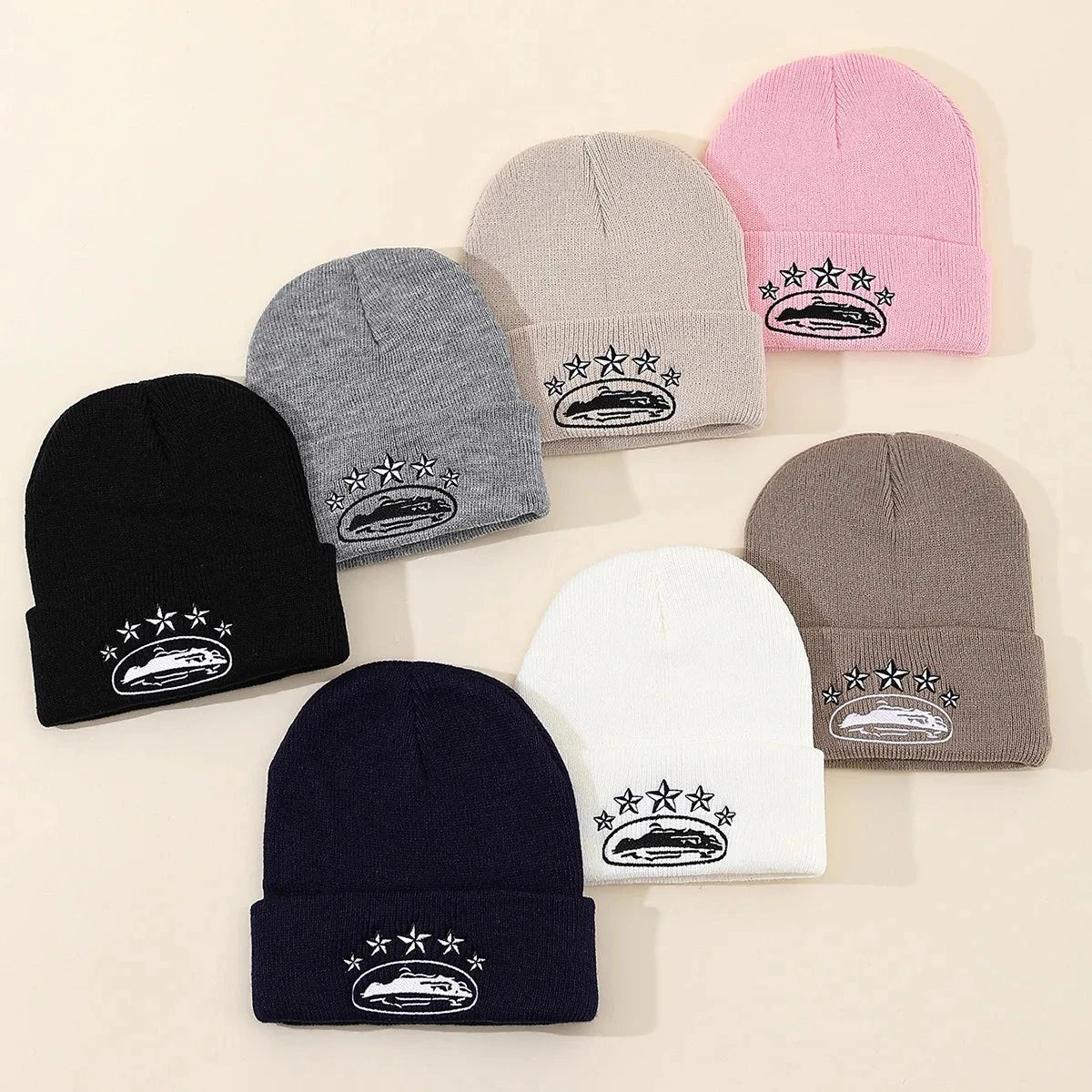 Winter Fashion Warm Knitted Hat Devil's Island Embroidery GlowCart