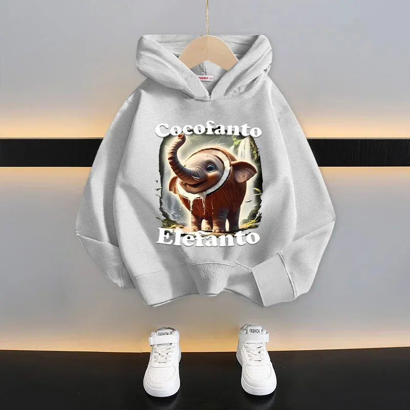 Italian Brainrot Kids Hoodie Funny Cartoon Graphic Thin Sweatshirts Tung Tungtung Sahur Casuals Long Sleeves Tops Boys Clothes GlowCart