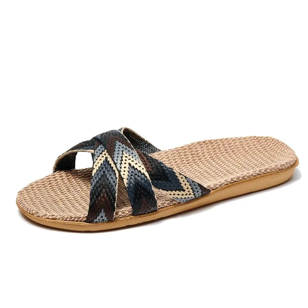 Indoor Slippers Women Home Shoes Lightweight Linen Couple GlowCart