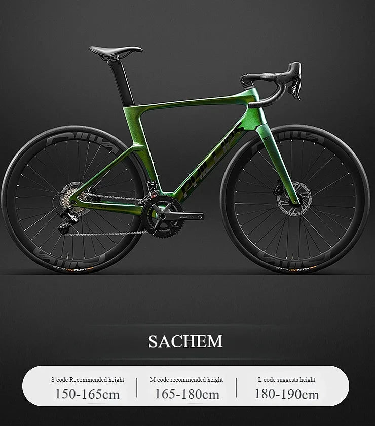 2025 New Ultra-Light Carbon Fiber Road Bike Fast Racing Bicycle with Hydraulic Disc Brakes 16/24-Speed Gear Shift Drop Handlebar GlowCart