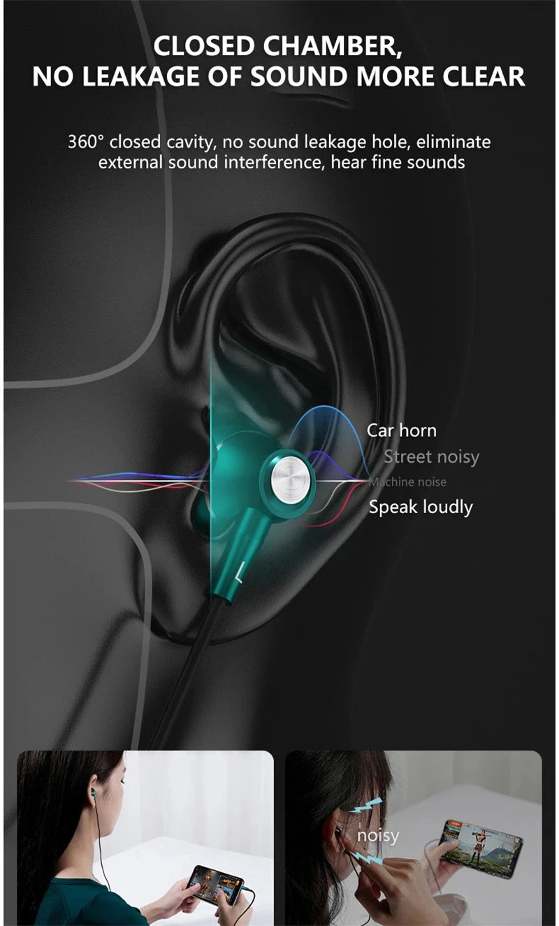 Type-C In-Ear Wired Karaoke Headphones 3.5mm Stereo Music GlowCart