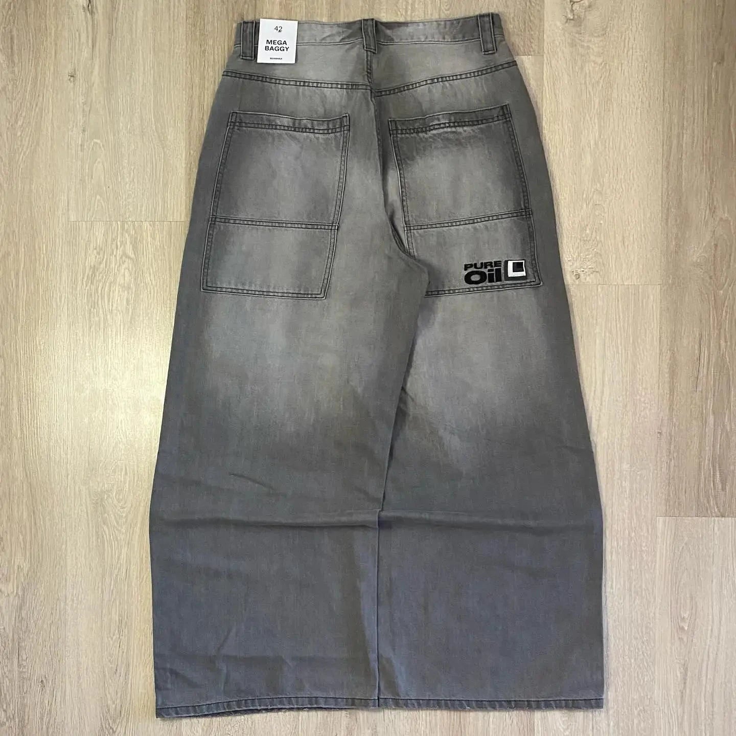 American New Pattern Embroidery Baggy Jeans Male Y2K High GlowCart