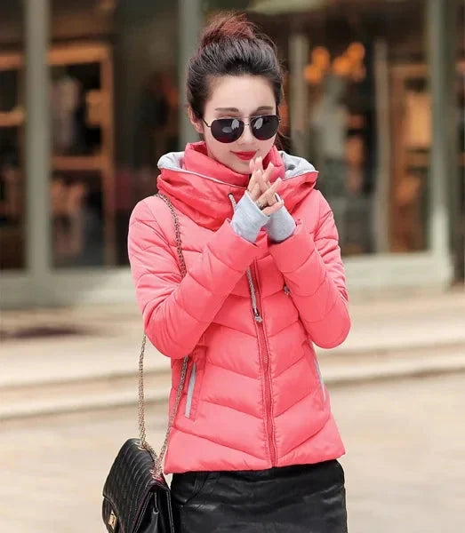 clothes Winter XXXL Jacket Women hooded Solid Color Short GlowCart