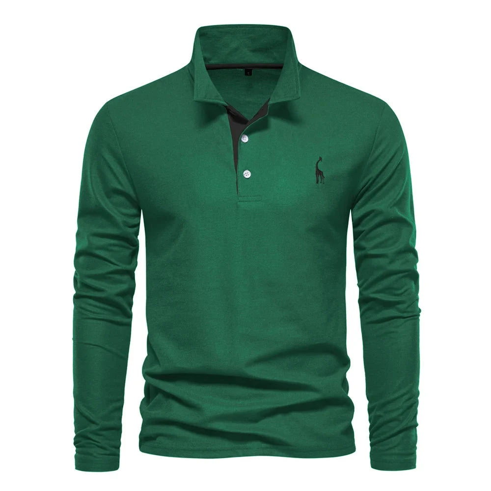 AIOPESON 2023 New Men's Deer Embroidery Polo Shirts Solid GlowCart