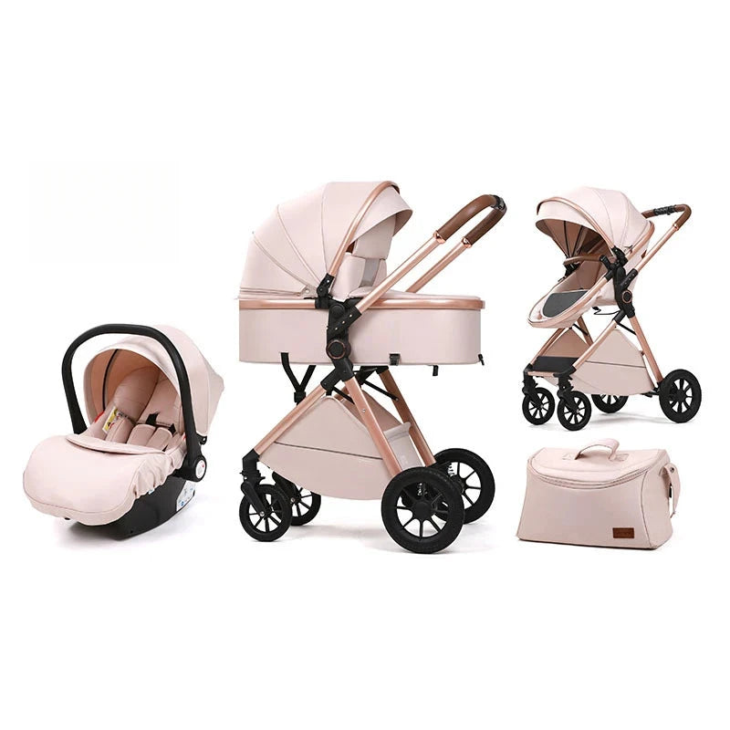 Luxurious High-view Children's Stroller That Can Sit and Lie Down on The Baby's Two-way Baby Stroller GlowCart