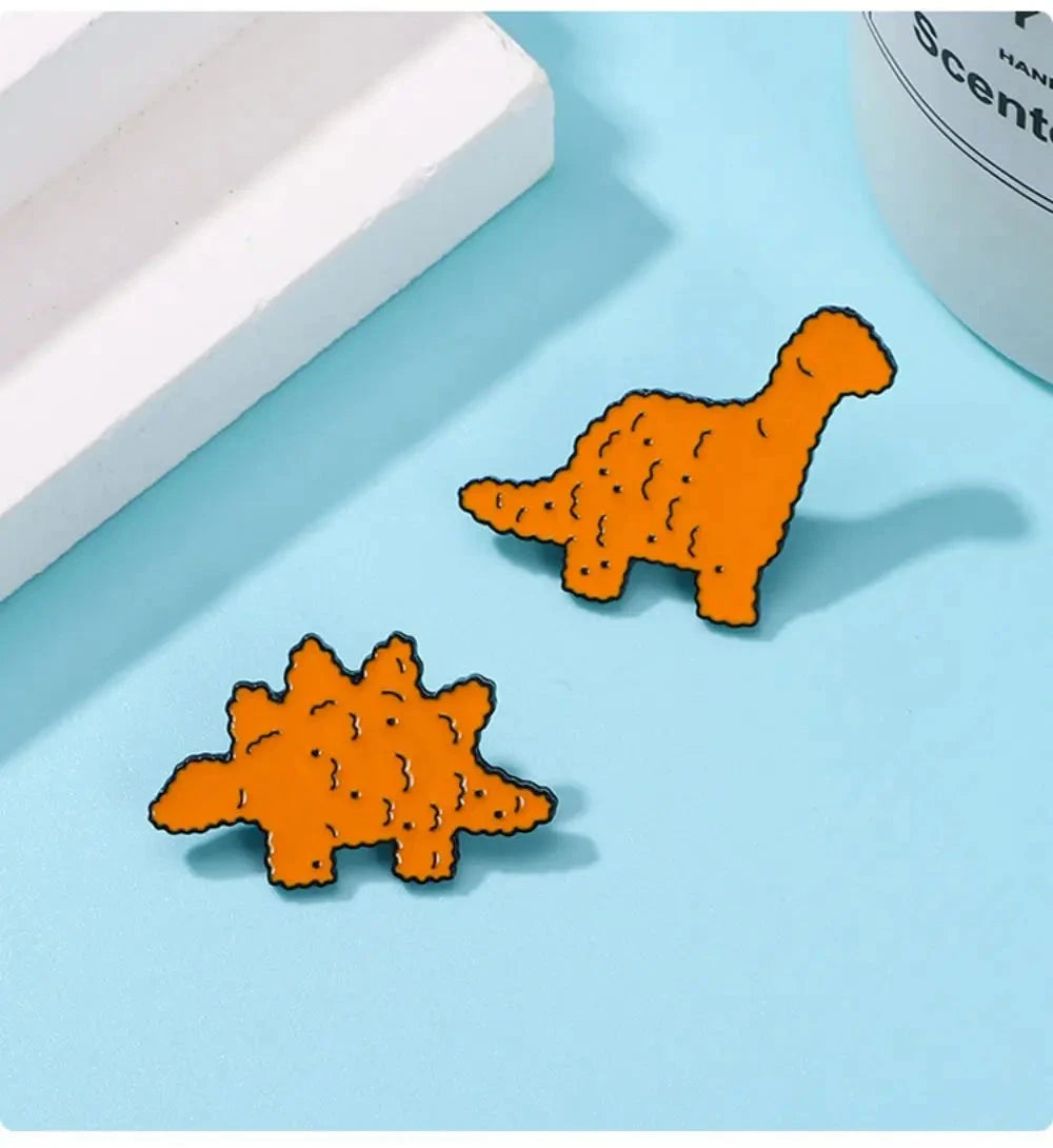 Cute Dinosaur Biscuits Tomato Ketchup Enamel Pin Cartoon GlowCart