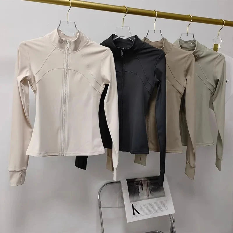 Women's Quick-Drying Long Sleeve Sports Jacket Running Training Fitness Top Gym Workout Sweatshirt - Casual Sports Coat GlowCart