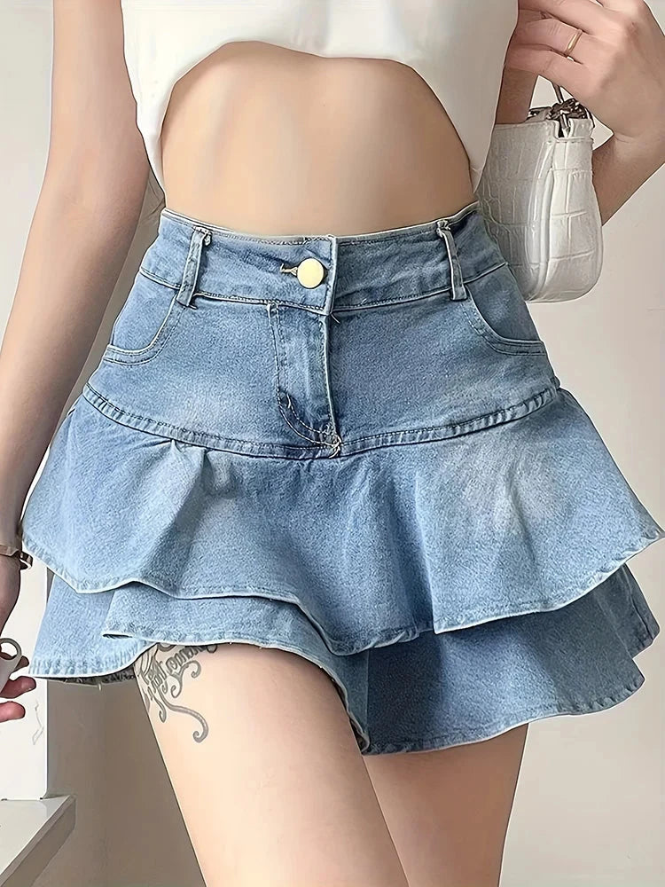 Vintage Woman Denim Shorts Skirts Summer 2023 Streetwear All GlowCart