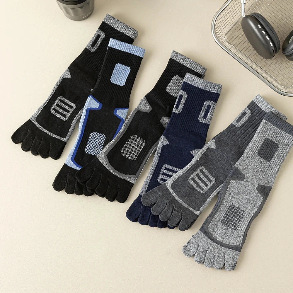 3 Pairs Fleece Toe Socks Men Autumn Winter Warm Five Finger Socks Man High Quality Cotton Sports Crew Socks Running GlowCart