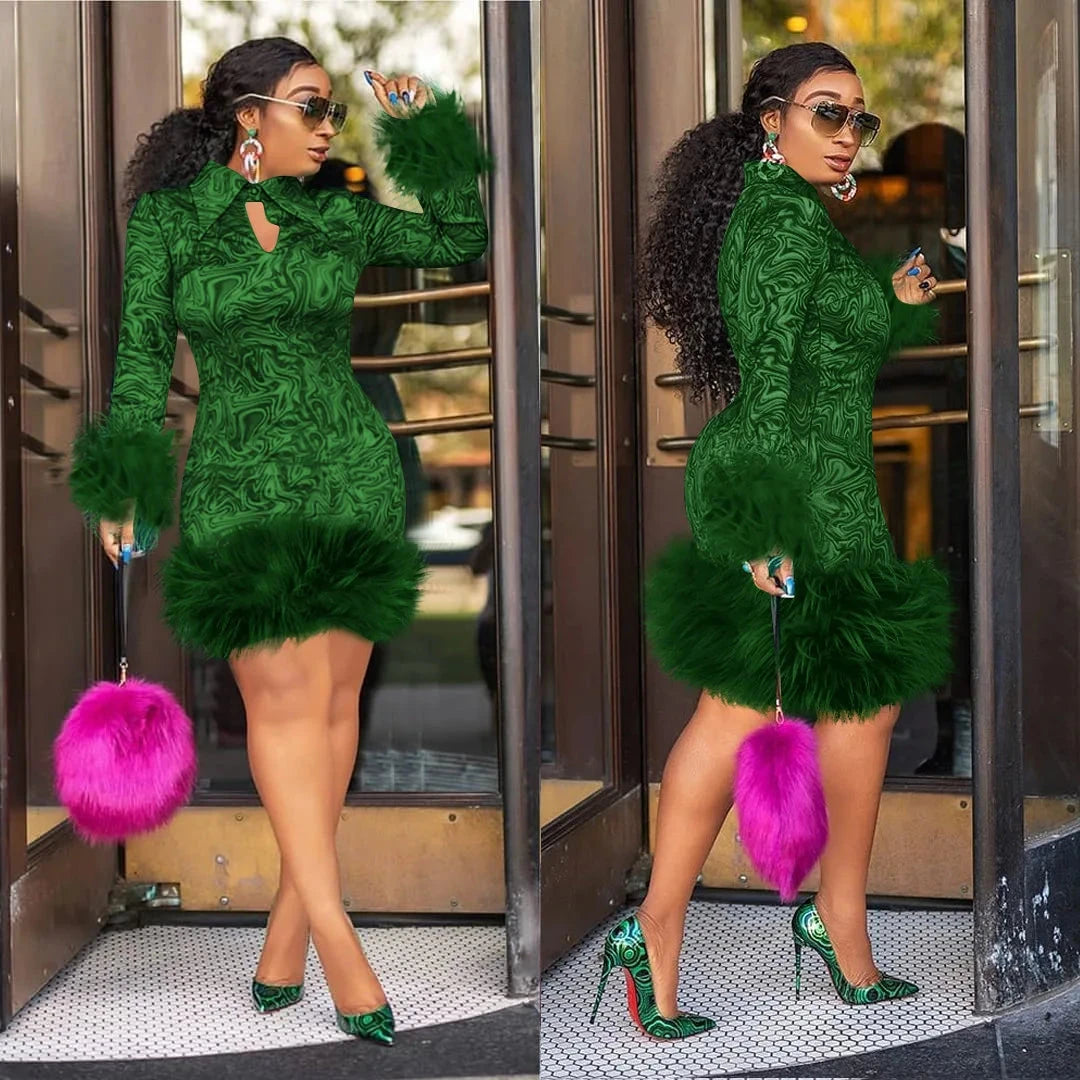 2024 cross-border hot fashion, elegant and sexy printed long GlowCart