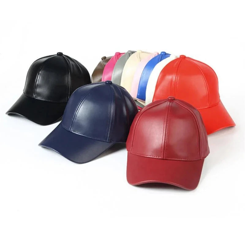 1PC Unisex Solid Men Women Baseball Cap PU Leather HIP HOP GlowCart
