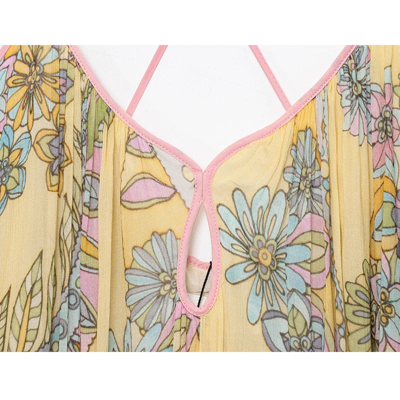 Summer Dress Women's 2025 New Fashion Print Loose V-neck