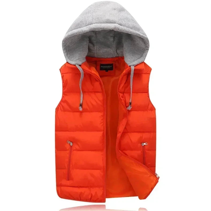 Men's Padded Vest Autumn Winter Hooded Jackets Outerwear GlowCart