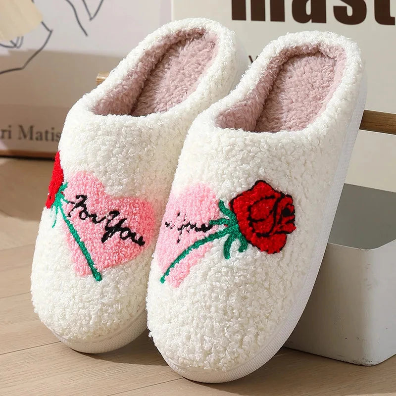 New Winter Lovely Women Slippers Girls Fashion Flowers Home GlowCart