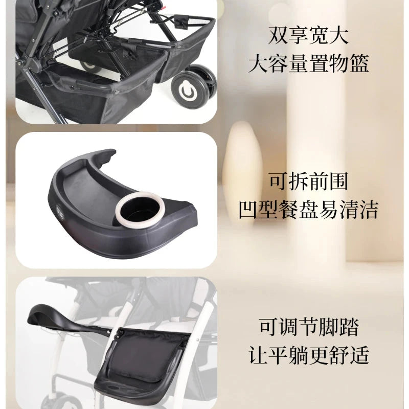 703A twin baby stroller Sitting, lying and folding stroller Lightweight and high-view GlowCart