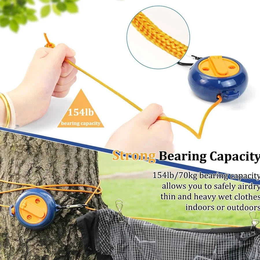 Portable Travel Clothesline,32.8ft Retractable GlowCart