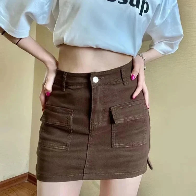 Xpqbb Summer Denim Short Skirt for Women Sexy Slim High GlowCart