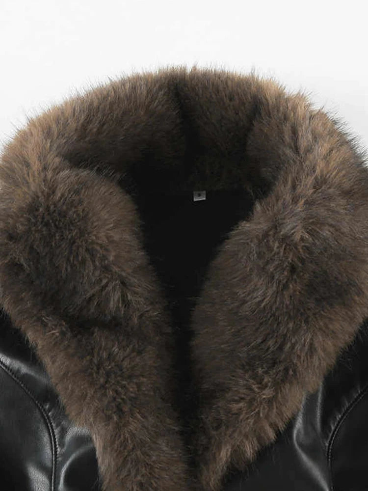 2025 Winter Women American Retro Pu Faux Leather Jacket Y2k GlowCart