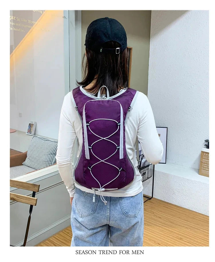 15'' Outdoor Backpack Nylon Hydration Pack for Hiking Running Mountaineering Travel Water Reservoir Pocket Adjustable Straps GlowCart