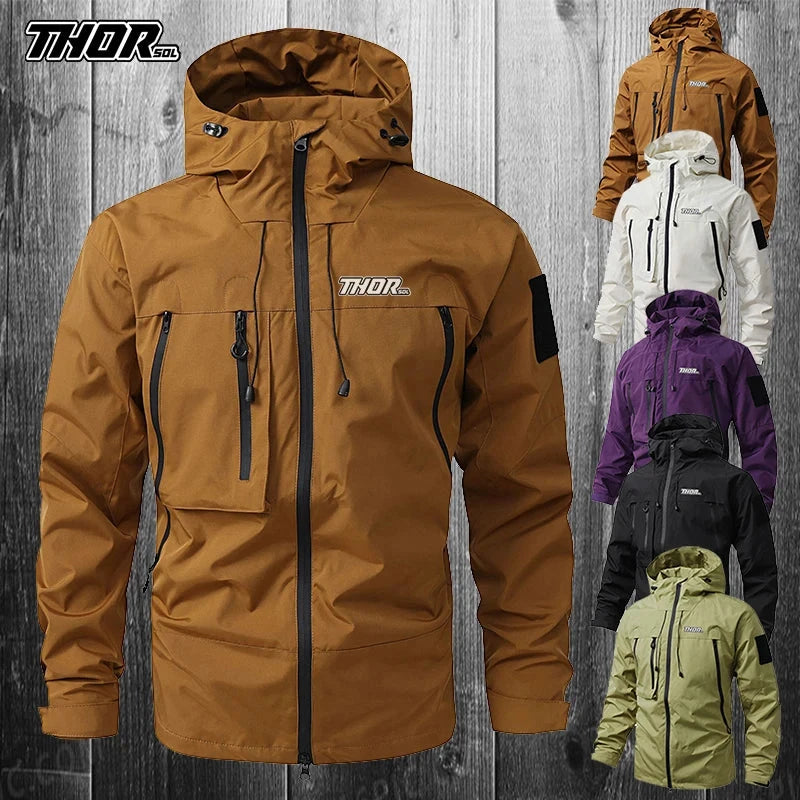 THORSOL Cycling Rain Jacket Men's Waterproof Hooded Road GlowCart